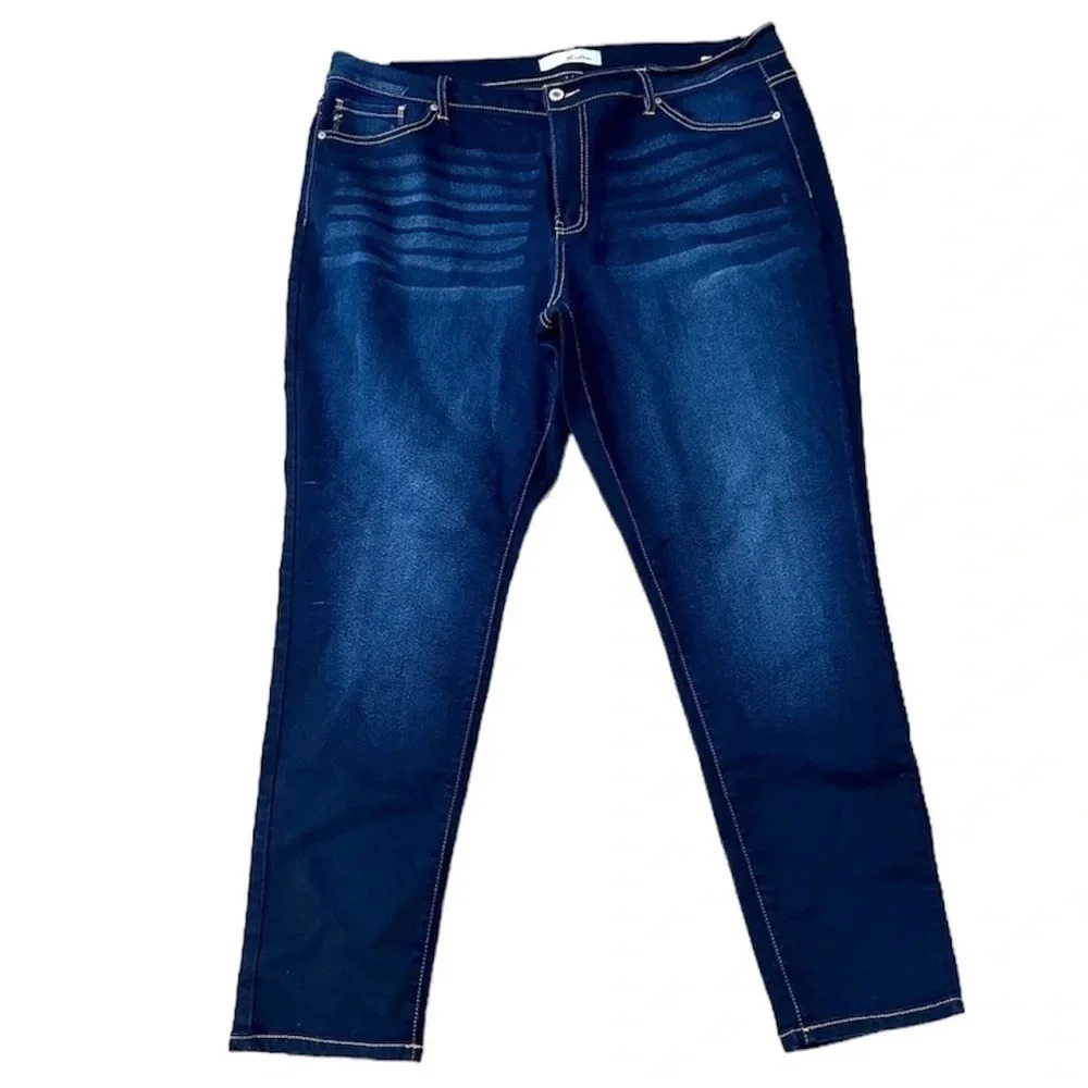 KanCan Women's Mid-Rise Dark Wash Plus Skinny Jeans Size 3XL GUC